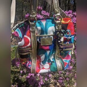 Coach Poppy Rare Bag In Vintage Multicolor With Shoulder Crossbody Straps